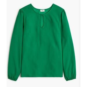 J. Crew Keyhole Long Sleeve Blouse Green Size Large Tall NEW